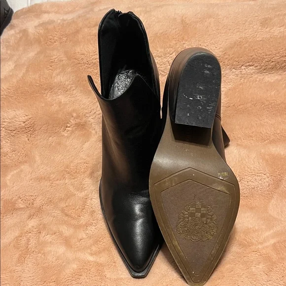 Vince Camuto Black Leather Ankle Boots - Picture 3 of 5